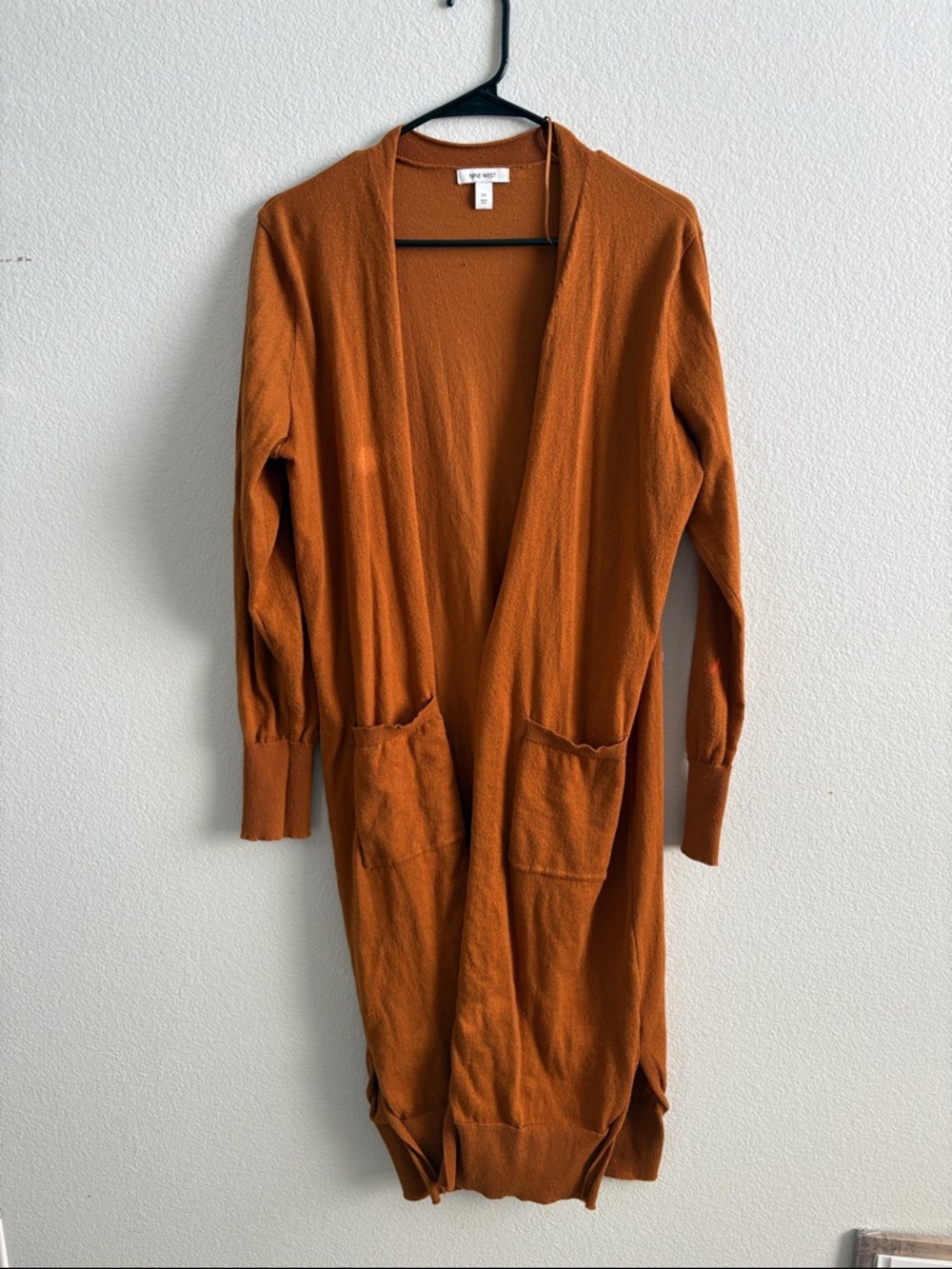 Nine West Lightweight Open Cardigan in Burnt Orange